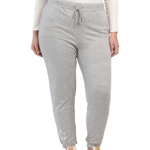 Peyton Primrose Pants - Peyton Primrose Plus Drawstring Joggers With Star Detail 2X